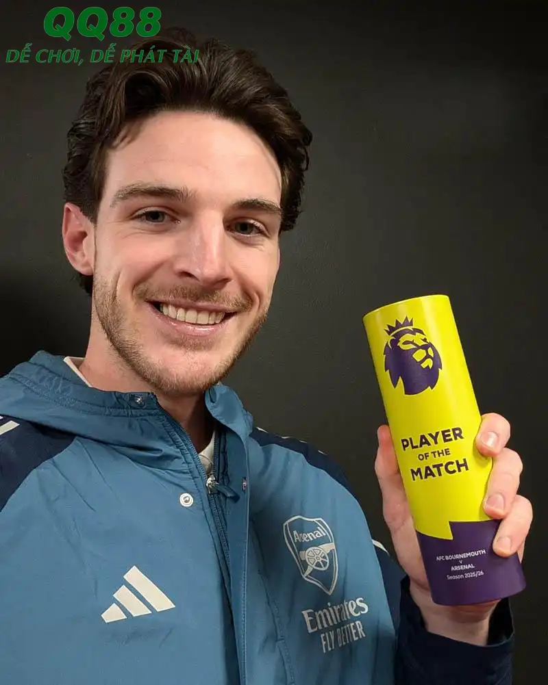 Rice xứng đáng với giải Cầu thủ hay nhất trận - Ảnh: @Arsenal Rice xứng đáng với giải Cầu thủ hay nhất trận - Ảnh: @Arsenal